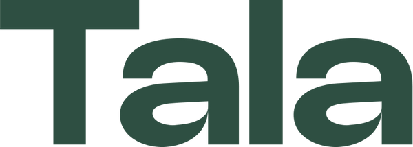 Tala Grounding logo in deep green on a transparent background, reflecting the brand’s focus on natural wellness, grounding, and eco-conscious living.